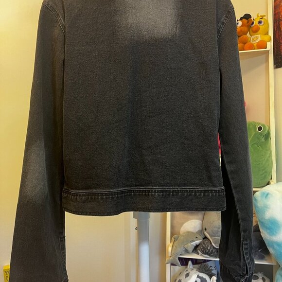 Judith March Black Denim Jacket Faux Fur Collar Women’s Size Small - Picture 2 of 6